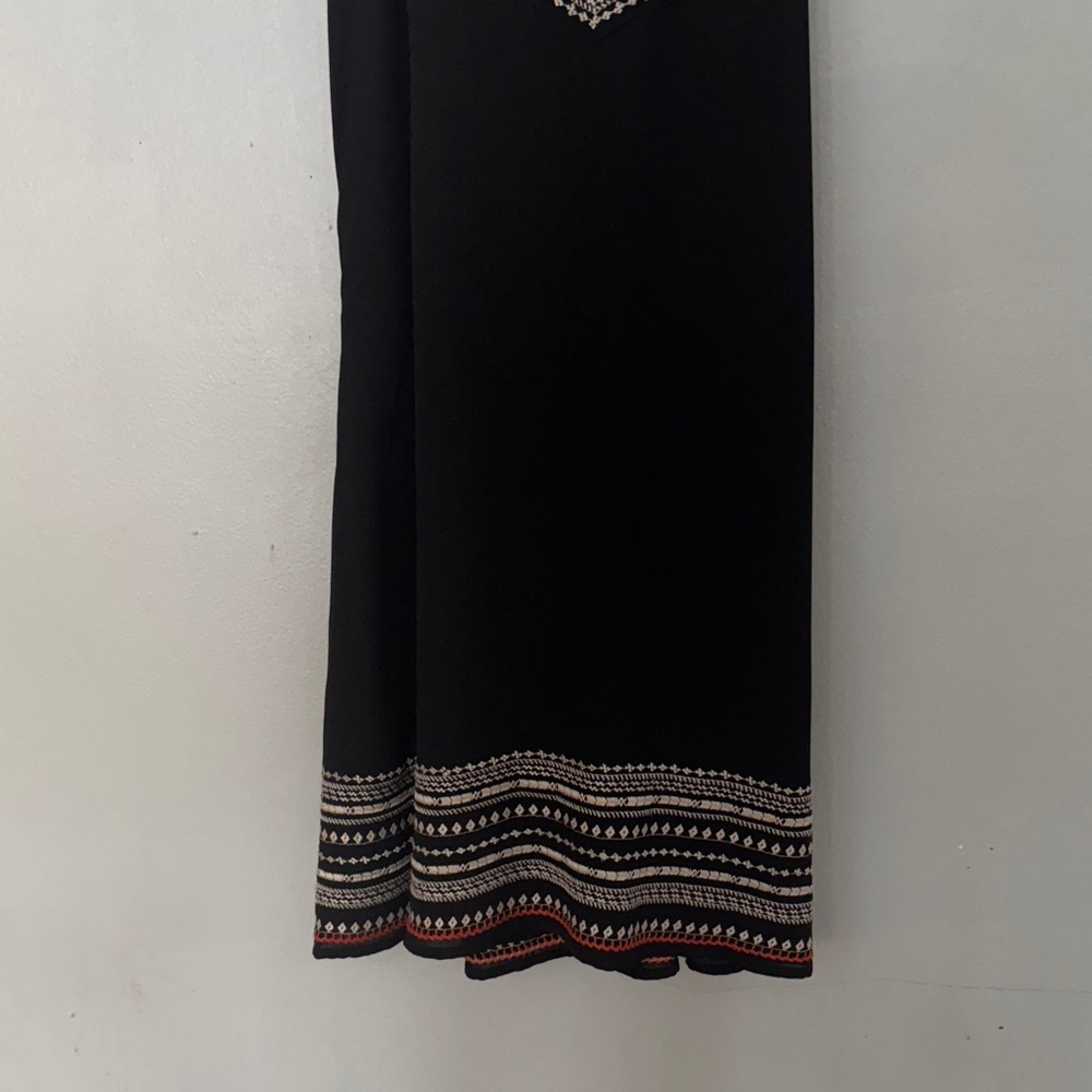 Black Sleeveless Dress with Embroidered Trim - Picture 3 of 5